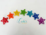 Rainbow Rattan Stars / Set of 7 / 9 cm each