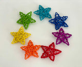 Rainbow Rattan Stars / Set of 7 / 9 cm each