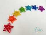 Rainbow Rattan Stars / Set of 7 / 9 cm each