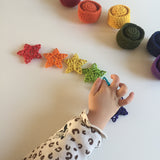 Rainbow Rattan Stars / Set of 7 / 9 cm each