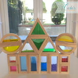 Sensory Block Set / Educational wooden building blocks / 16 pcs