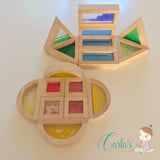 Sensory Block Set / Educational wooden building blocks / 16 pcs