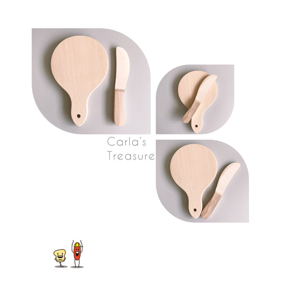 Wooden Board & Child-friendly wooden knife / Montessori Kitchen Play Set