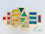 Sensory Block Set / Educational wooden building blocks / 16 pcs