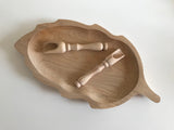 Leaf shaped wooden tray