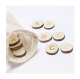 Wooden UPPERCASE & lowercase Alphabet discs / 34 pcs / Montessori Educational CE certified ABC wood slices