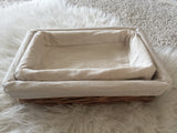 Montessori Presentation Tray / Lined Rectangular Willow Baskets