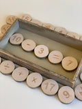 Montessori wood slices numbers 1-20 + maths symbols / Educational wooden toys CE certified