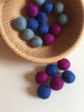 Cool Felted Balls - Set of 10 pompoms - each 20mmD
