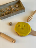 Carla’s Treasure Wooden Number Playdough Stamps / Double Sided 0-9 log slices