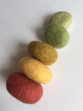 Yellow-Green Stacking Felted Pebbles