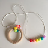 Nursing and teething baby gift set / Rainbow silicone beads