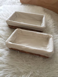 Montessori Presentation Tray / Lined Rectangular Willow Baskets