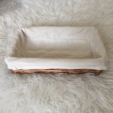 Montessori Presentation Tray / Lined Rectangular Willow Baskets