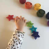 Rainbow Rattan Stars / Set of 6