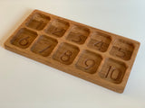 10 Compartments Montessori Counting Tray / 1-10 Number Section Tray with Wooden Stylus