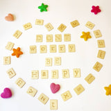 Wooden Uppercase Lowercase letter cards with holder / Set of alphabet cards with stand
