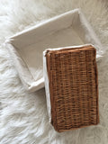 Montessori Presentation Tray / Lined Rectangular Willow Baskets