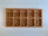 10 Compartments Montessori Counting Tray / 1-10 Number Section Tray with Wooden Stylus
