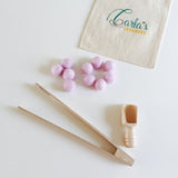 Fine motor skills set - Felt pom-poms, scoop and tongs