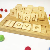 Wooden Double-Sided Board/Stand with Lowercase Letter Cards / Alphabet Set