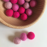 Shades of Pink Felted Balls - 10 pieces- 20mmD each pompom