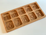 10 Compartments Montessori Counting Tray / 1-10 Number Section Tray with Wooden Stylus