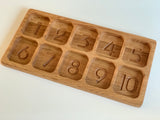 10 Compartments Montessori Counting Tray / 1-10 Number Section Tray with Wooden Stylus