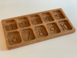 10 Compartments Montessori Counting Tray / 1-10 Number Section Tray with Wooden Stylus