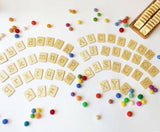 Wooden Uppercase Lowercase letter cards with holder / Set of alphabet cards with stand