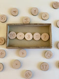Montessori wood slices numbers 1-20 + maths symbols / Educational wooden toys CE certified