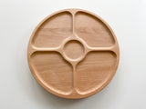 5 compartments Round Montessori Tray / Turntable Lazy Suzan wooden tray