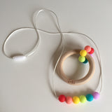 Nursing and teething baby gift set / Rainbow silicone beads