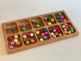 10 Compartments Montessori Counting Tray / 1-10 Number Section Tray with Wooden Stylus