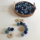 Shades of Blue Wool Balls 2cmD