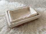 Montessori Presentation Tray / Lined Rectangular Willow Baskets