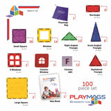 Playmags 100 Piece Magnetic Tiles Play Set