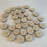 Wooden UPPERCASE & lowercase Alphabet discs / 34 pcs / Montessori Educational CE certified ABC wood slices