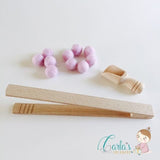 Fine motor skills set - Felt pom-poms, scoop and tongs