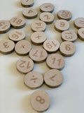 Montessori wood slices numbers 1-20 + maths symbols / Educational wooden toys CE certified