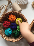 Colourful Wicker Balls / Set of 7