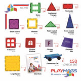 Playmags 150 Piece Set / Super Durable Magnetic Tiles