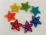 Rainbow Rattan Stars / Set of 7 / 9 cm each