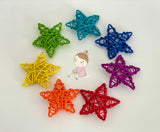 Rainbow Rattan Stars / Set of 7 / 9 cm each