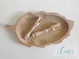 Leaf shaped wooden tray