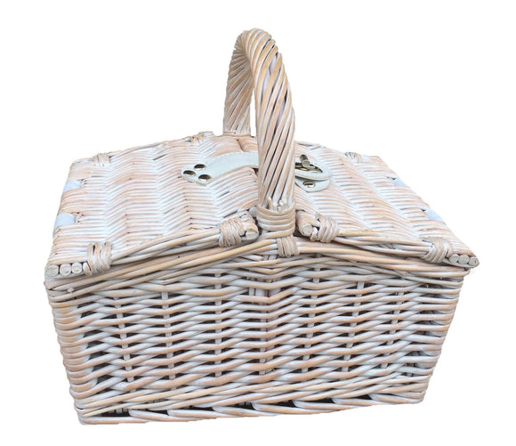 White Wash Picnic Basket