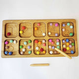 10 Compartments Montessori Counting Tray / 1-10 Number Section Tray with Wooden Stylus