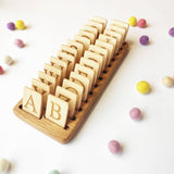Wooden Uppercase Letter Cards with Holder / Set of alphabet cards with stand