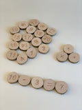 Montessori wood slices numbers 1-20 + maths symbols / Educational wooden toys CE certified