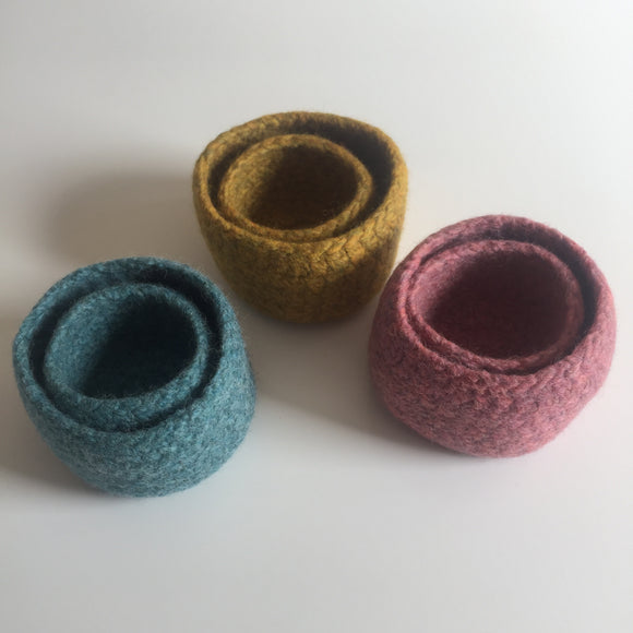 Felted wool bowls